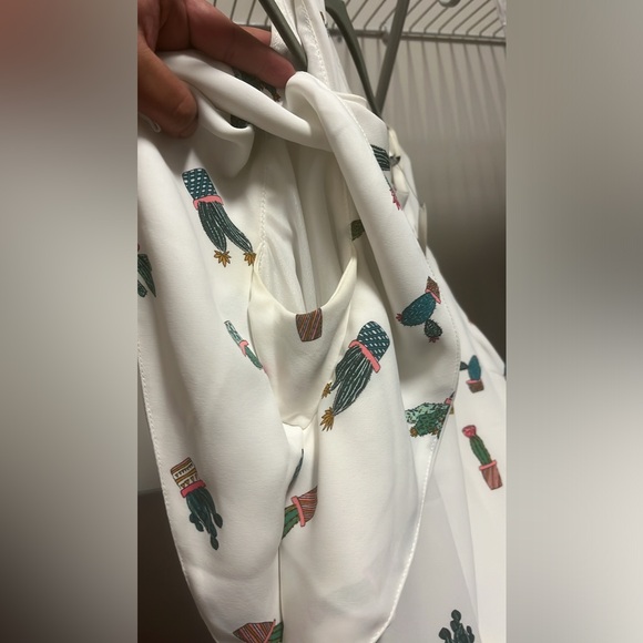 NWT Do+Be Women's Size 6 White Cactus Pattern Ruffle Sleeve Dress - Picture 10 of 14